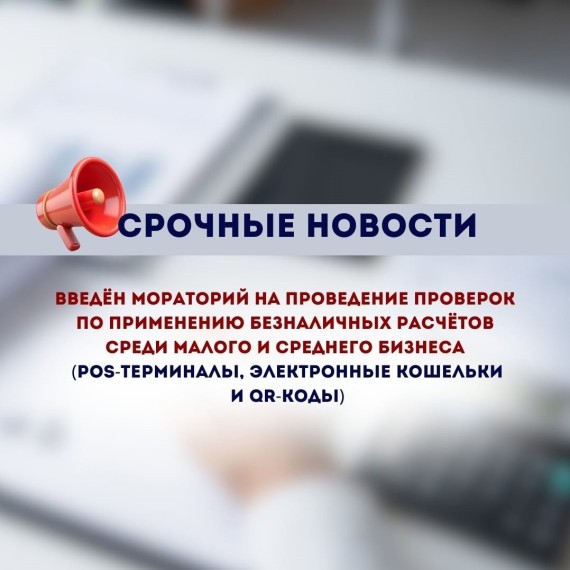 Введен мораторий на проведение проверок по применению безналичных расчетов 