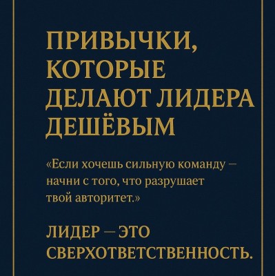 Привычки, которые делают лидера дешевым