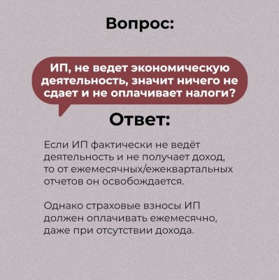 ИП не ведет экономическую деятельность, значит ничего не сдает и не оплачивает налоги?