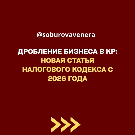 Дробление бизнеса в КР: новая статья налогового кодекса с 2026 года