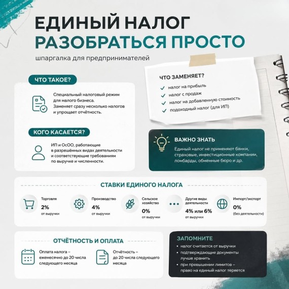 Кого касается единый налог и что нужно знать?