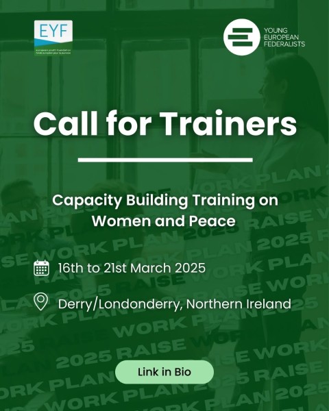 Call for trainers . Capacity building training on women and peace
