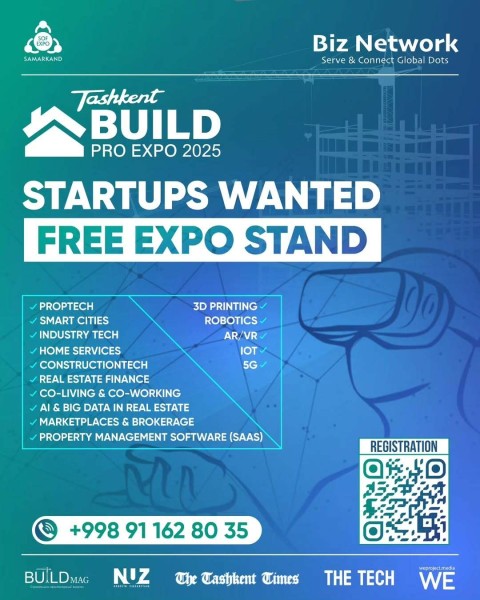 Startups Wanted — Free Expo Stand Build Pro Expo 2025 в Ташкенте