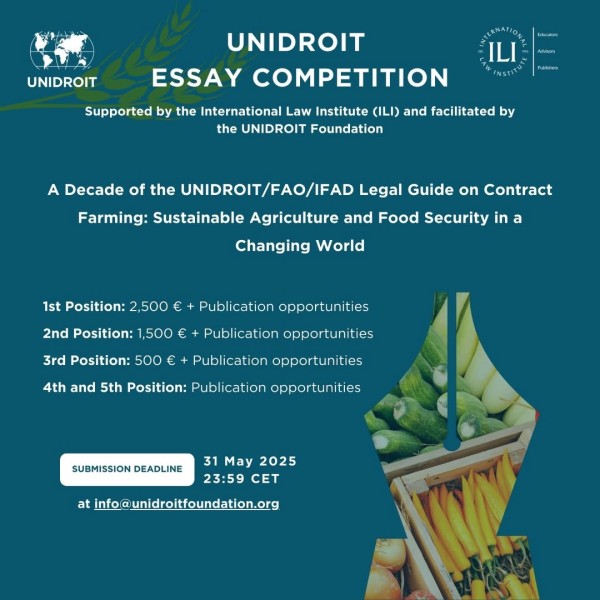 Конкурс эссе по сельскому хозяйству - UNIDROIT 2025
