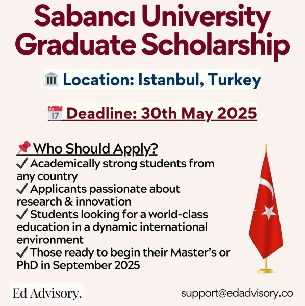 Стипендия университета Сабанджи 2025/26 |  Sabancı University Graduate Scholarship 2025/26