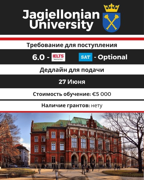Стипендии в Jagiellonian University┃Польша