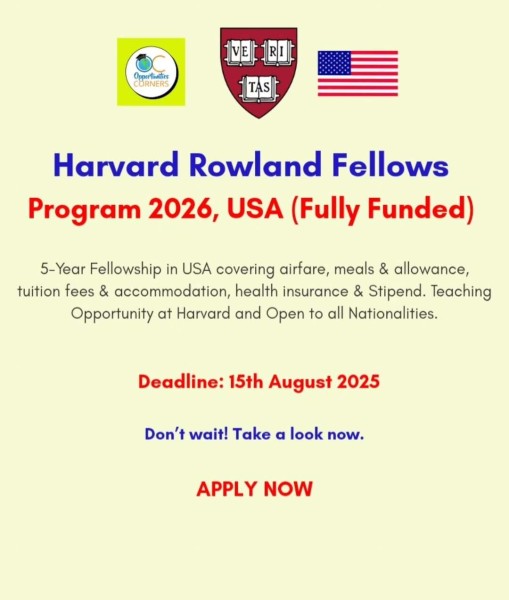 Программа стипендий Harvard Rowland Fellows Program 2026 в США