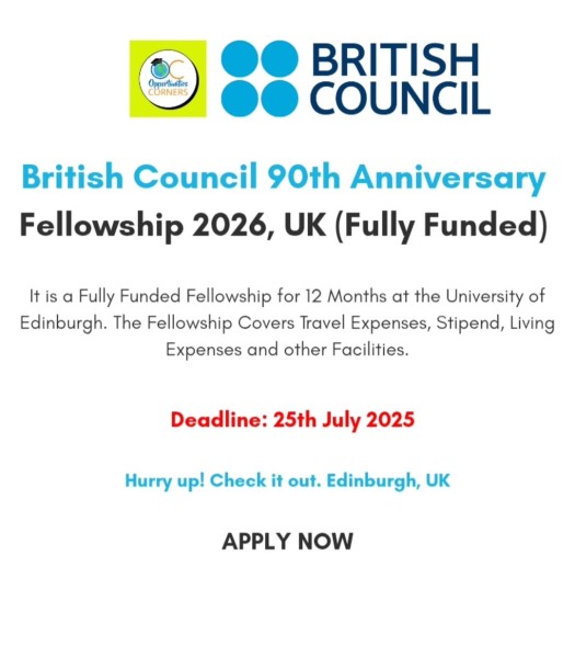 Стипендия в честь 90-летия Британского Совета в Великобритании 2026 (British Council UK 90th Anniversary Fellowship 2026)