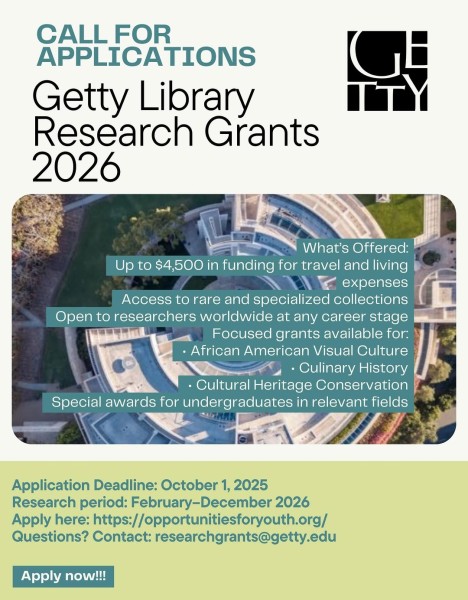 Гранты на исследования библиотеки Getty 2026