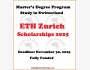 Программа стипендий ETH Zurich Scholarships 2025–2026 в Швейцарии