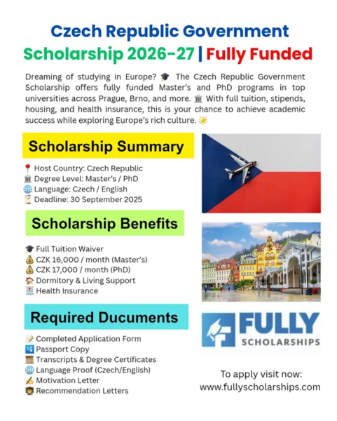 Программа стипендий Czech Republic Government Scholarship 2026