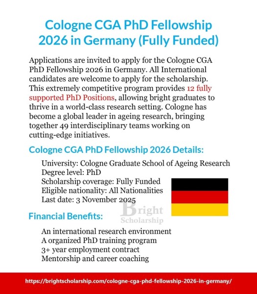 Программа стипендий Cologne CGA PhD Fellowship 2026 в Германии