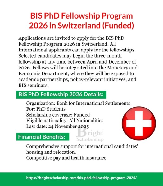 Стипендиальная программа BIS PhD 2026 в Швейцарии (финансируется)