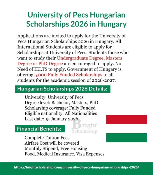 Венгерские стипендии Печского университета в Венгрии на 2026 год