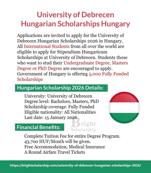 Венгерские стипендии Дебреценского университета в Венгрии на 2026 год (полностью профинансированы)