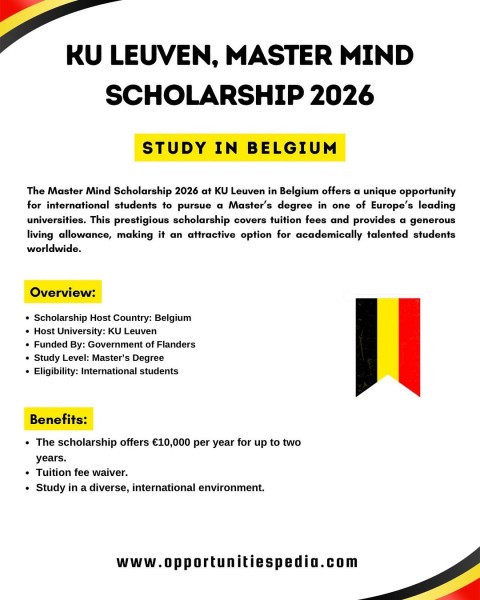 Программа стипендий Master Mind Scholarship 2026 в Бельгии