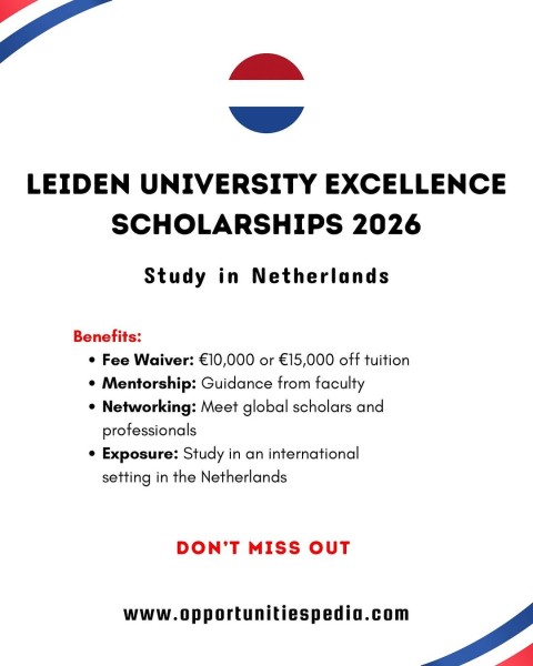 Программа стипендий Leiden University Excellence Scholarships 2026 в Нидерландах