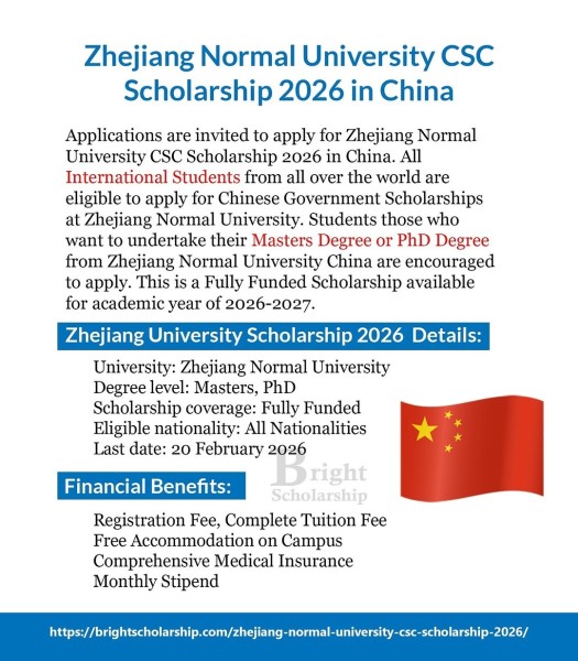 Программа стипендий Zhejiang Normal University CSC Scholarship 2026 в Китае