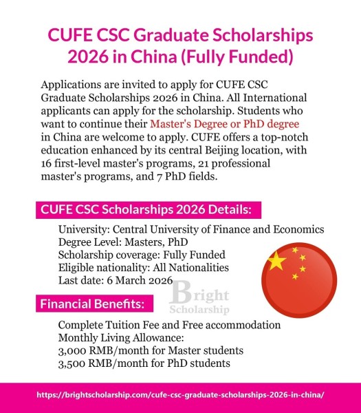 Программа стипендий CUFE CSC Graduate Scholarships 2026 в Китае