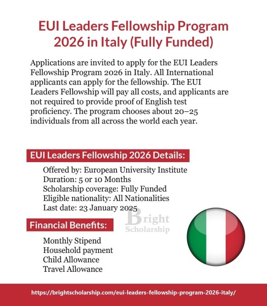 Программа EUI Leaders Fellowship Program 2026 в Италии