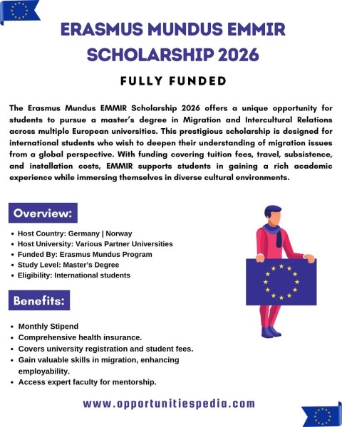 Программа стипендий Erasmus Mundus EMMIR Scholarship 2026 в Европе
