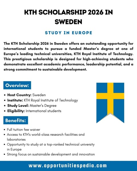 Программа стипендий KTH Scholarship 2026 в Швеции