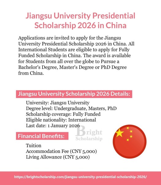 Программа стипендий Jiangsu University Presidential Scholarship 2026 в Китае