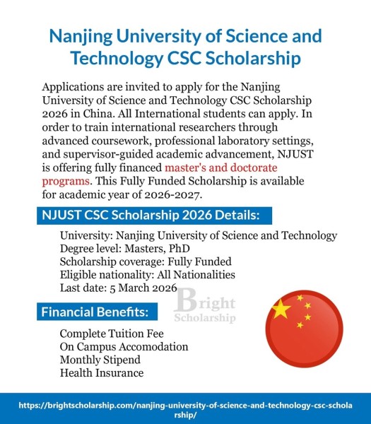 Стипендия CSC Nanjing University of Science and Technology 2026