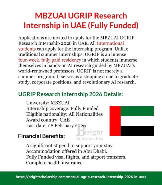 Программа стажировок MBZUAI UGRIP Research Internship 2026 в ОАЭ