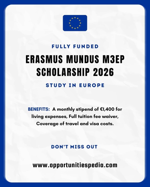 Программа стипендий Erasmus Mundus M3EP Scholarship 2026 в Европе