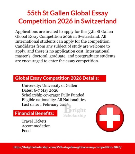Конкурс 55th St Gallen Global Essay Competition 2026 в Швейцарии