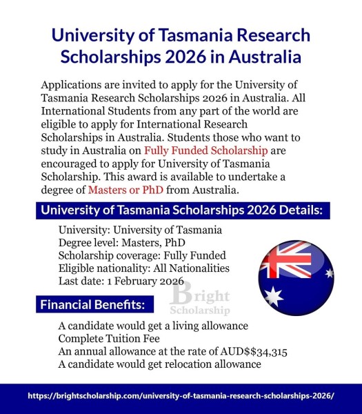 Программа стипендий University of Tasmania Research Scholarships 2026 в Австралии