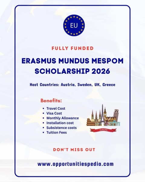 Программа стипендий Erasmus Mundus MESPOM Scholarship 2026 в Европе