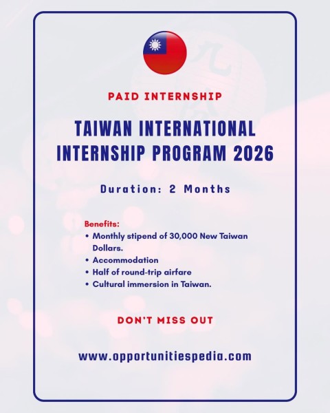Международная оплачиваемая программа стажировок на Тайване 2026