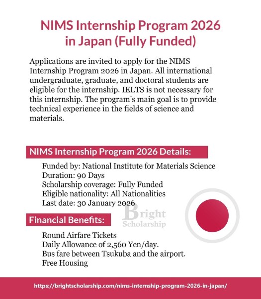 Программа стажировок NIMS Internship Program 2026 в Японии