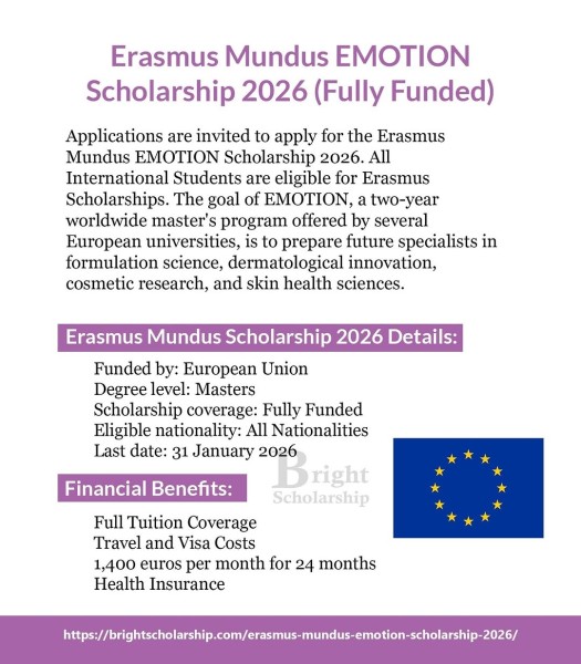 Программа стипендий Erasmus Mundus EMOTION Scholarship 2026 в Европе