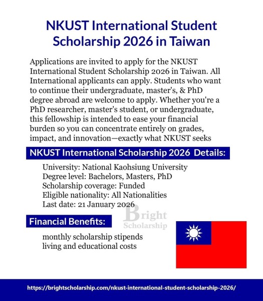 Программа стипендий NKUST International Student Scholarship 2026 в Тайване