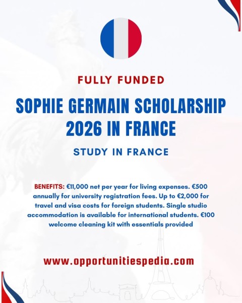 Стипендия Софи Жермен 2026. Учеба во Франции | Sophie Germain Scholarship 2026. Study in France