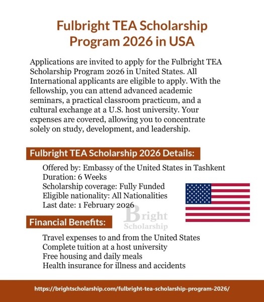 Стипендиальная программа Фулбрайта TEA 2026 года в США | Fulbright TEA Scholarship Program 2026 in USA