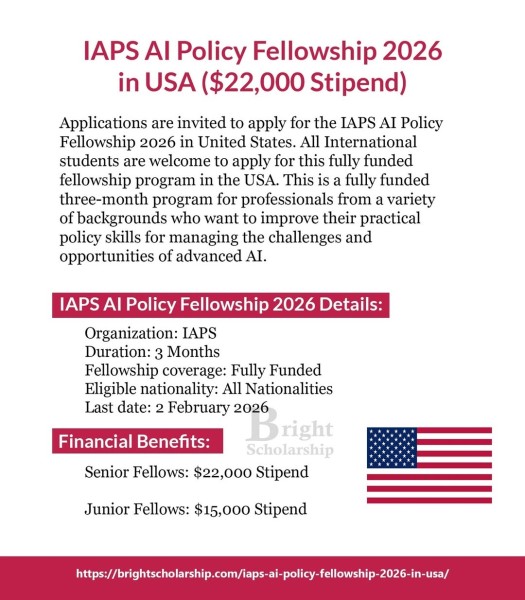 Стипендия IAPS AI Policy Fellowship 2026 в США (USA): Искусственный интеллект и власть решений (стипендия в размере 22 000 долларов)