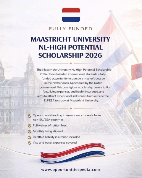 Программа стипендий Maastricht University NL-High Potential Scholarship 2026 в Нидерландах