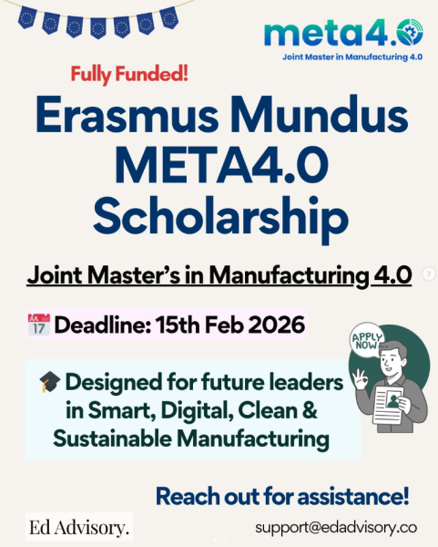 Программа стипендий Erasmus Mundus META4.0 Scholarship 2026/28 в Европе