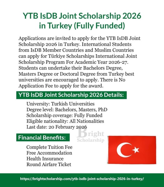 Программа стипендий YTB IsDB Joint Scholarship 2026 в Турции