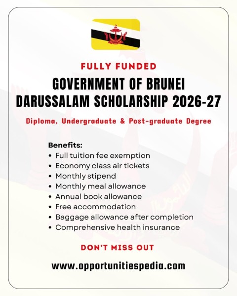 Brunei Darussalam Scholarship 2026/2027 — полностью финансируемая государственная стипендия
