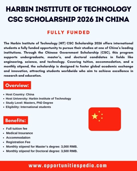 Стипендия CSC в Харбинском политехническом институте (Harbin Institute of Technology) — 2026