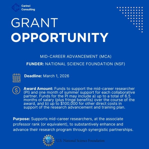 NSF Mid-Career Advancement Program — Программа карьерного роста для исследователей среднего этапа (MCA)