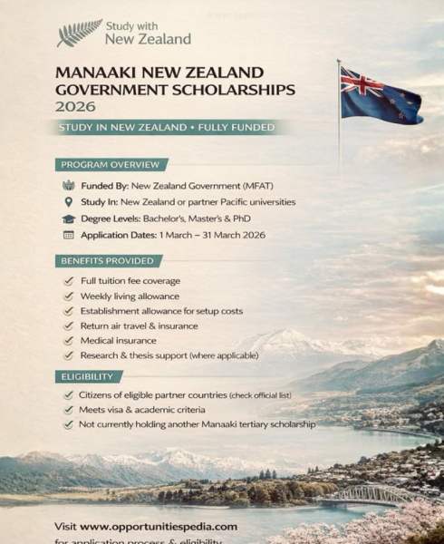 Программа стипендий Manaaki New Zealand Government Scholarships 2026 в Новой Зеландии