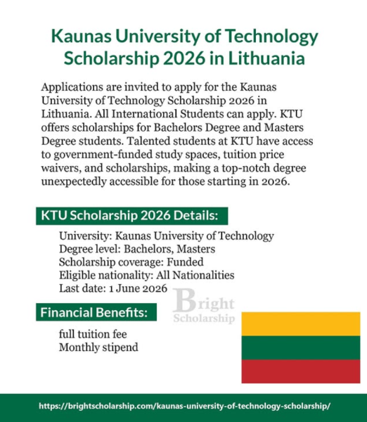 Программа стипендий  Kaunas University of Technology Scholarship 2026 в Литве