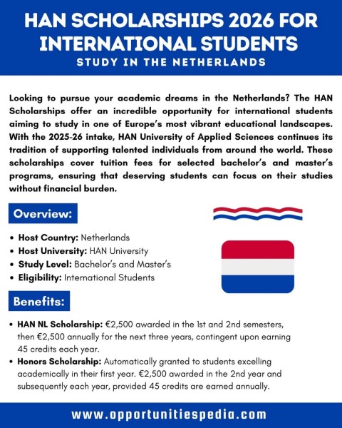 🇳🇱 Стипендии HAN 2026 — обучение в Нидерландах для иностранных студентов