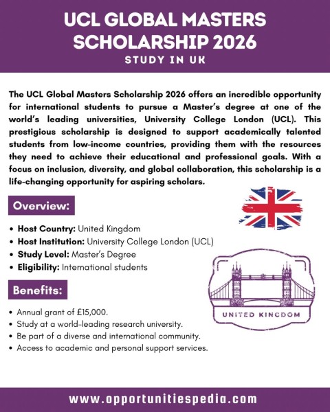 🇬🇧 UCL Global Masters Scholarship 2026 — магистратура в Лондоне